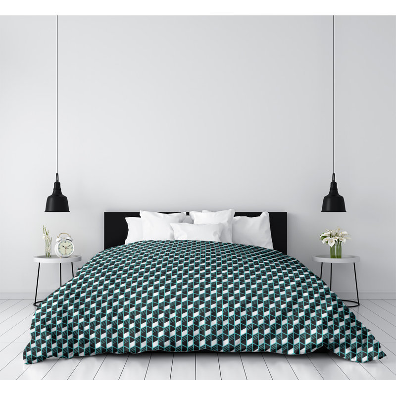 Housse de couette Katelyn Elizabeth, Housse de couette pour lit simple, Microfibre, Sarcelle / Noir