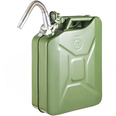 Jerry Fuel Can, 5.3 Gallon / 20 L Portable Jerry Gas Can With Flexible Spout System, Rustproof ＆ Heat-Resistant Steel Fuel Tank For Cars Trucks Equipment, Green