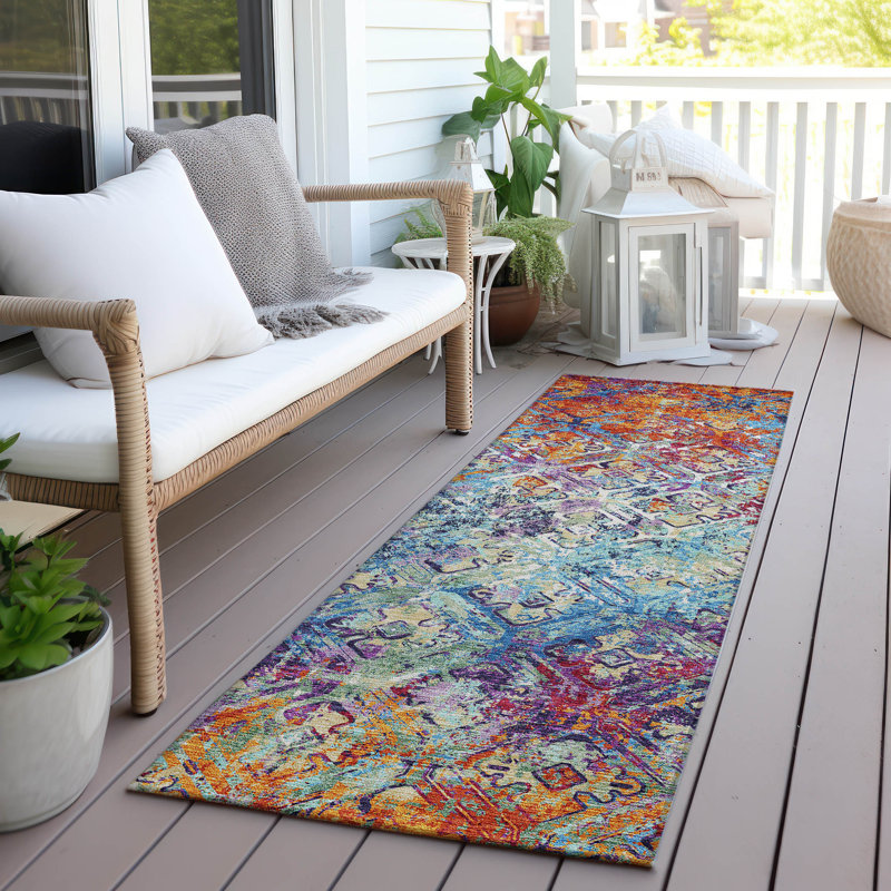  Mahaney Indoor/Outdoor Area Rug with Non-Slip Backing, Runner 2'3" x 7'6"