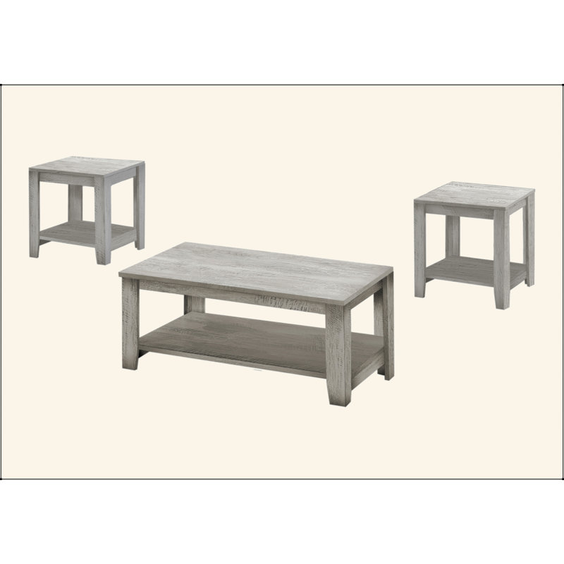 Ensemble de table, ensemble de 3 pièces, café, bout, côté, décor, salon, stratifié gris, transitionnel