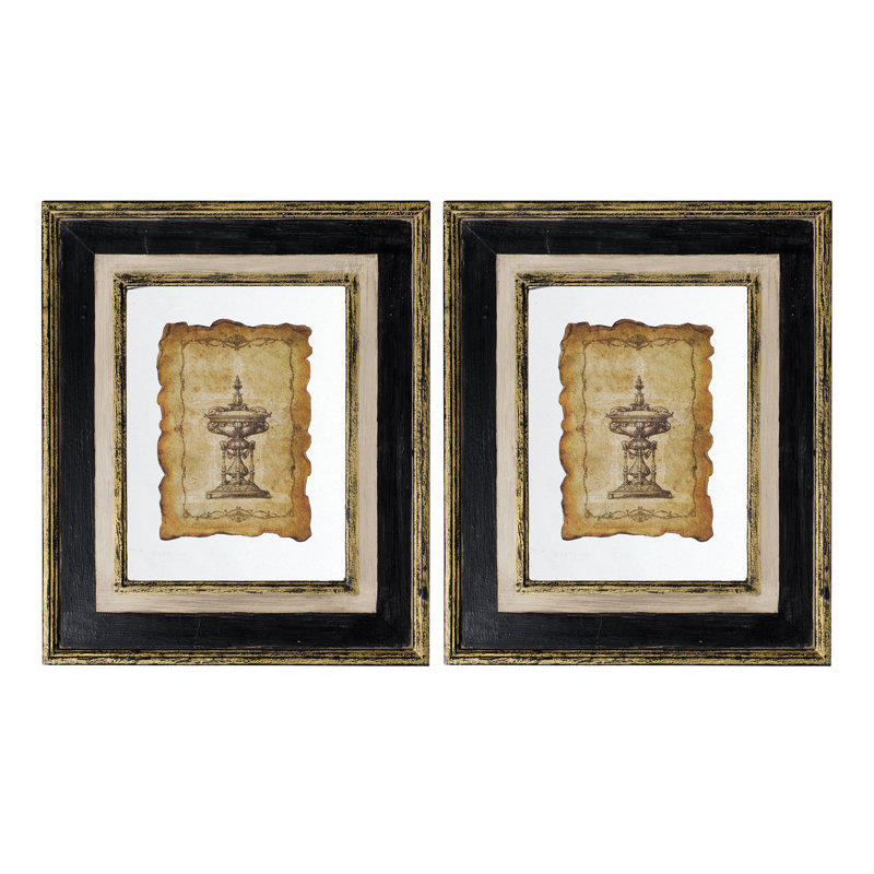 18 x 22 po, reproduction d'art antique encadrée, reproduction de sculpture sur cadre en bois rétro, 2 pièces, décoration murale multicolore