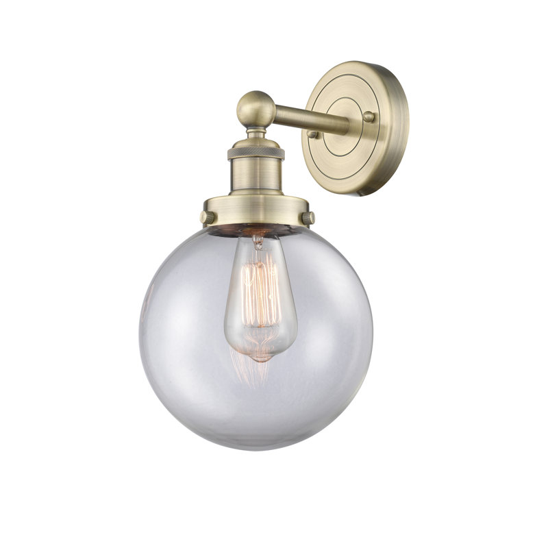 Chalkhill Armed Sconce, Clear, Antique Brass