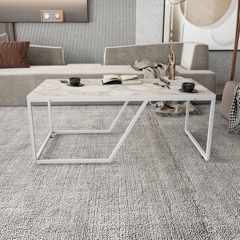 Avawatz 120cm W Rectangular Coffee Table, White Top/White Base