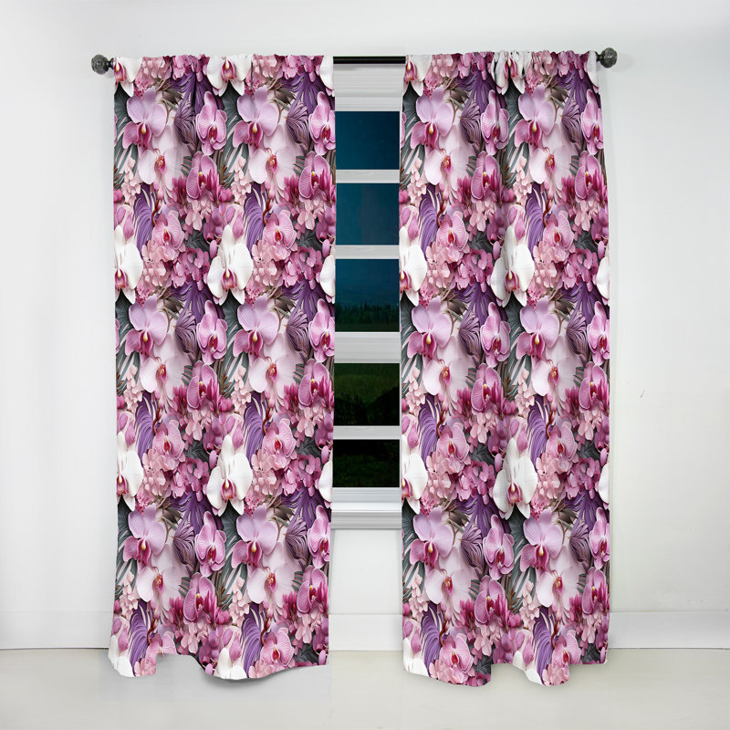Motif tropical Orchid Dreams - Rideau floral - Rideau floral obscurcissant - 1 panneau, L 52 po x L 120 po