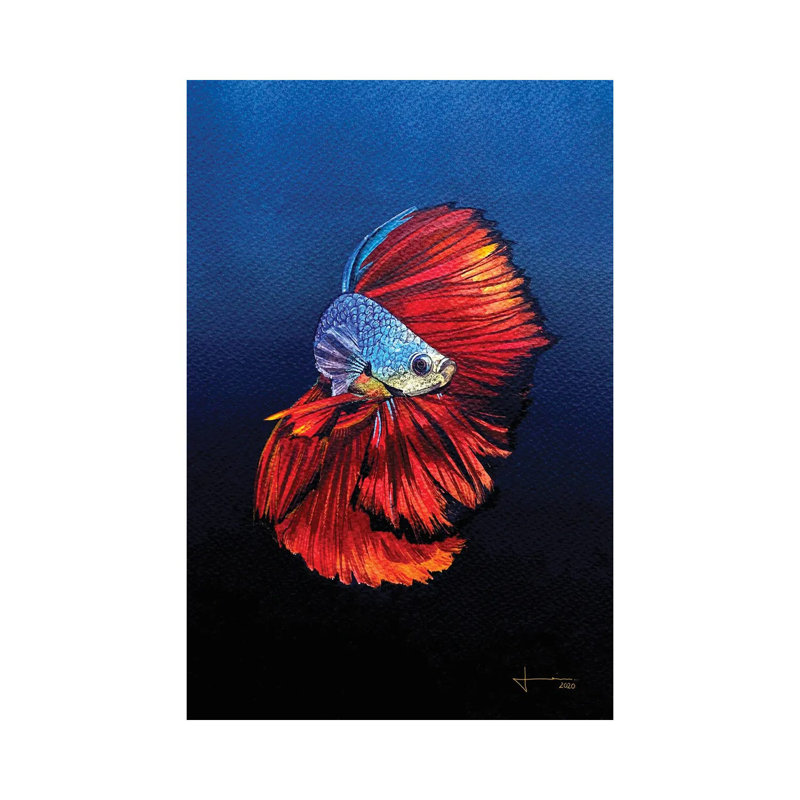 Red Beta by Liam Kumawat - Wrapped Canvas Painting, 20.32 cm H x 30.48 cm W