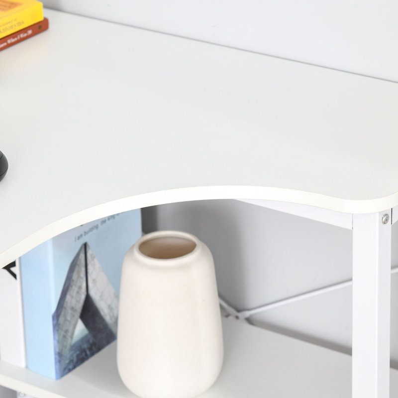 Industrial L-Shaped Computer Desk With 2 Side Shelves And Steel Frame, Corner Desk, Study Workstation For Home Office