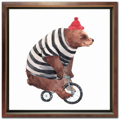 Bear On A Bike Canvas Wall Art