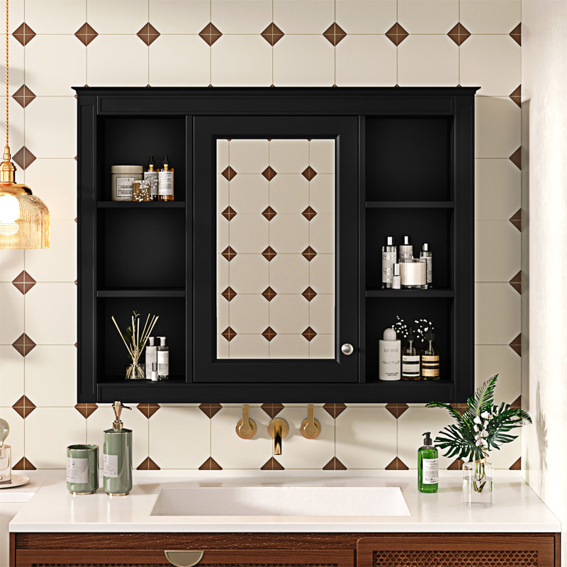 Armoire à pharmacie murale avec miroir, Noir