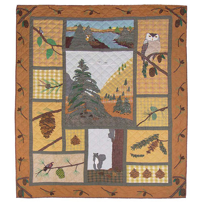Pine Cone Quilt | Handmade Appliqué Cotton Quilt