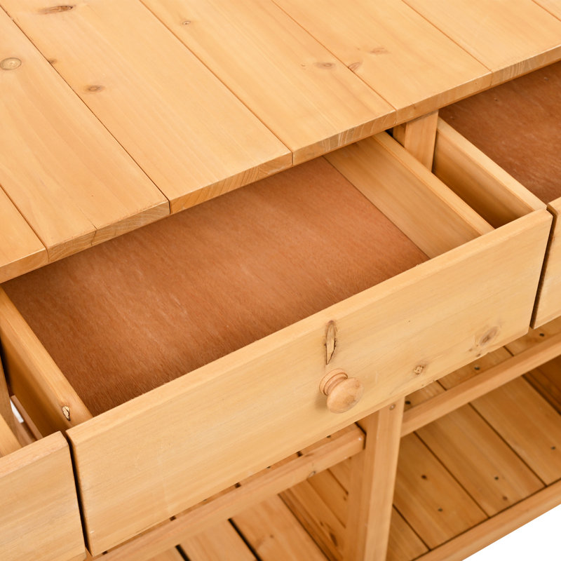  Tall Patio Workbench - Fir Wood, 6 Drawers, 2 Cabinets, 3 Adjustable Shelves, , Side Hooks, Ergonomic, Spacious For Garden, , Greenhouse, Kitchen H Garden Storage Bench Patio,
