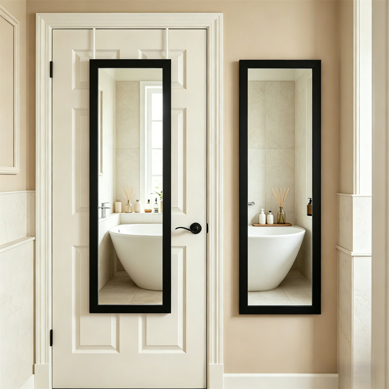 Over-The-Door Mirror – Hanging Full-Length Mirror In Engineered Wood, Black