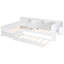 Lit plateforme simple en bois en forme de L avec lit gigogne et tiroir de rangement, blanc
