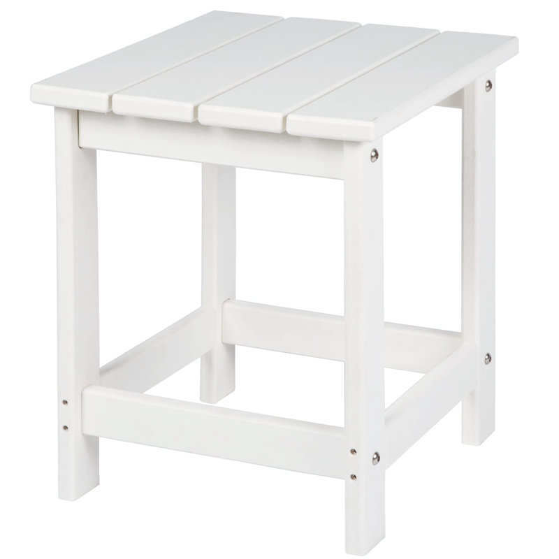 Adirondack Square Outdoor Side Table, Pool Composite Patio Table,HDPE End Tables For Backyard,Pool, Indoor Companion, Easy Maintenance & Weather Resistant(White)