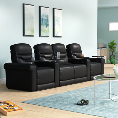 Upholstered Home Theater Seat with Cup Holder