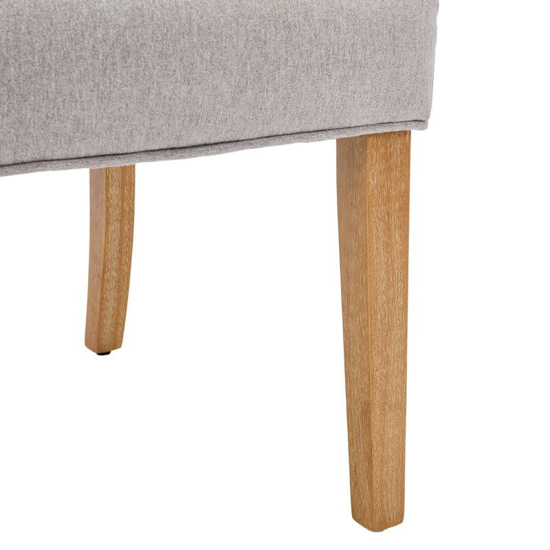 Bozhana Upholstered Tufted Wing Back Dining Chair (Set of 2), Grey, Oak