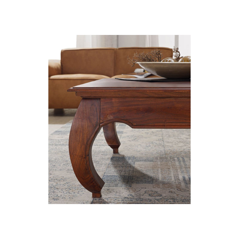 Opium Solid Wood Four Leg Coffee Table, H40 x L120 x W120cm, Nougat