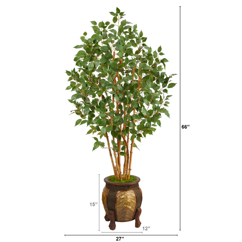 66'' Faux Ficus Tree in Wood Planter