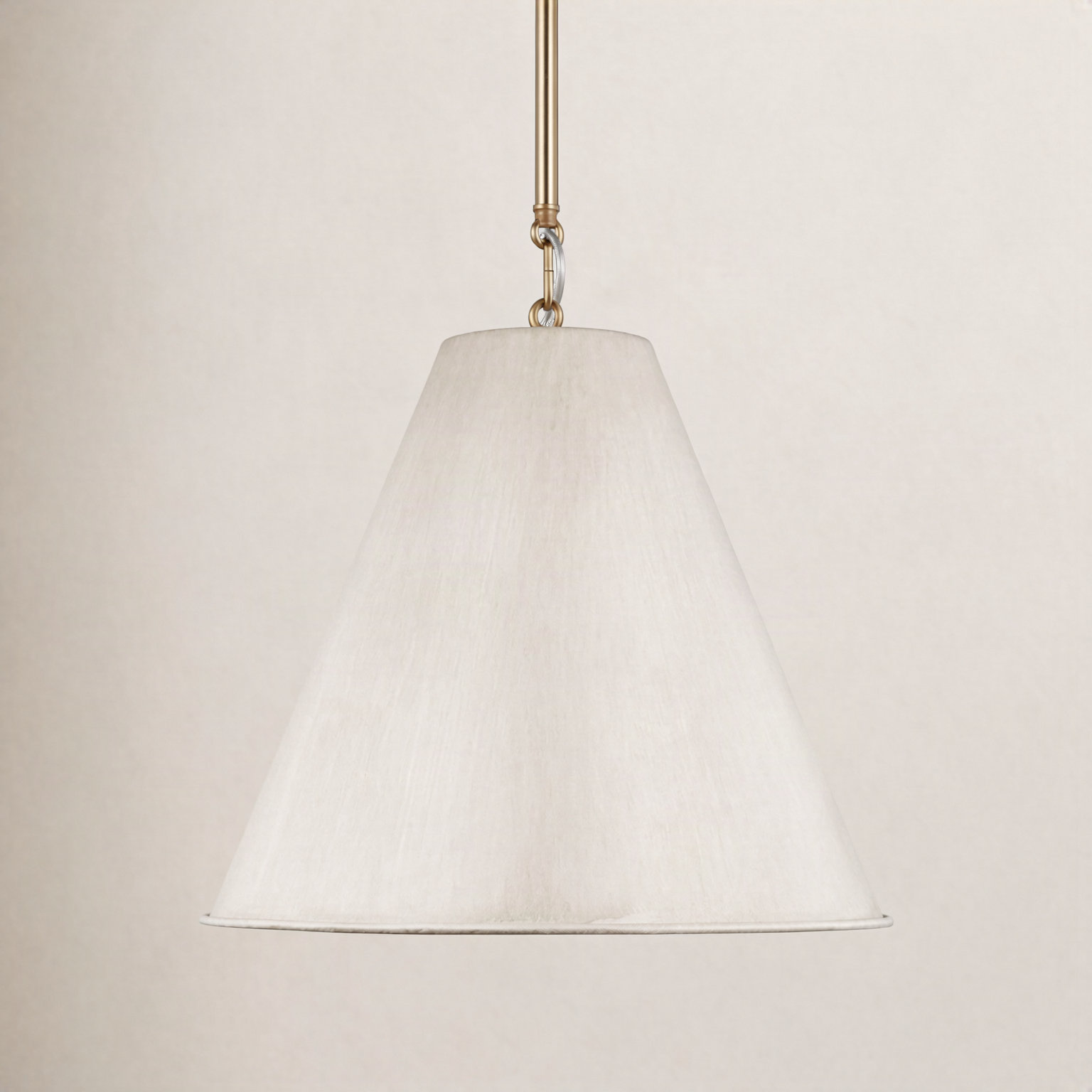 Camariae Dimmable Single Light Pendant, Satin Brass, Antique White