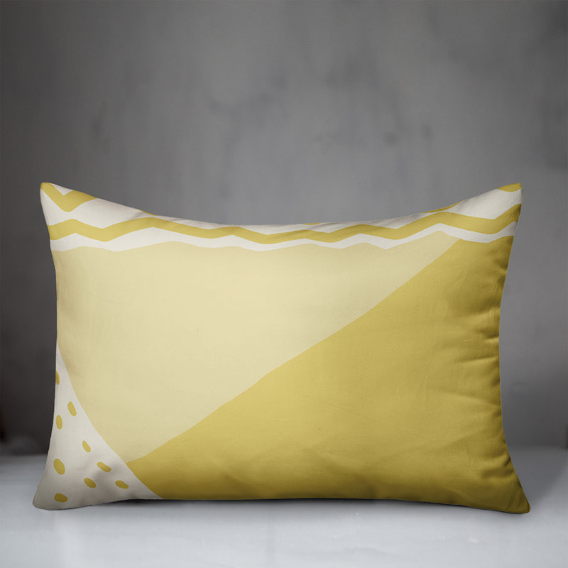 Coussin lombaire intérieur / extérieur abstrait, Jaune