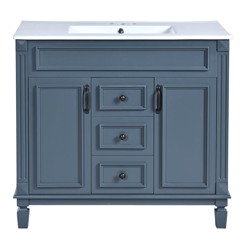Meuble-lavabo de salle de bain 36 po avec lavabo Carterie, Bleu