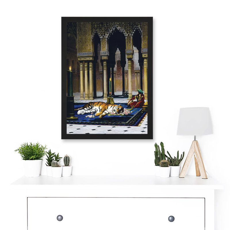 Gerome Grief Of The Pasha Mourning Tiger - Single Picture Frame Painting, 45.46cm H x 33cm W