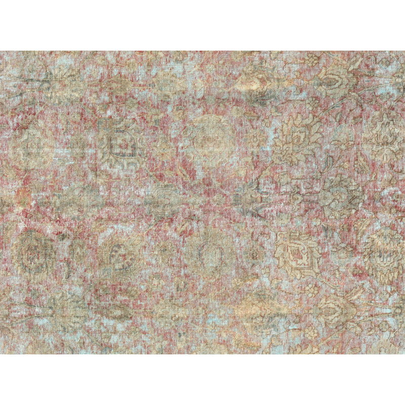 Vintage Hand Knotted Wool Oriental Area Rug in Beige/Light Blue/Red
