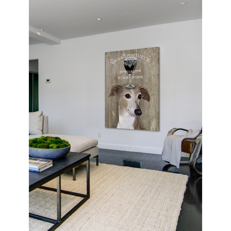 « dog aou vine grayhound », impression sur toile, Toile tendue, Pas de tapis, H 60 po x l 40 po x P 1,5 po
