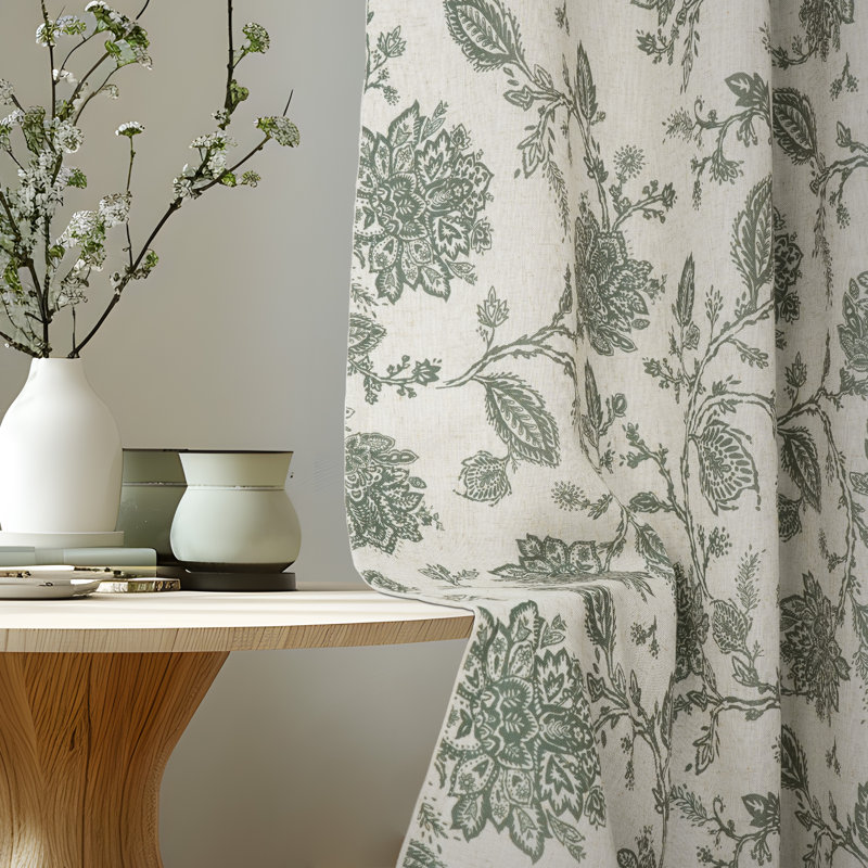 Zawacki Linen Blend Blackout Sliding Panel Pair, Loden Green/Beige, 52" W x 84" L