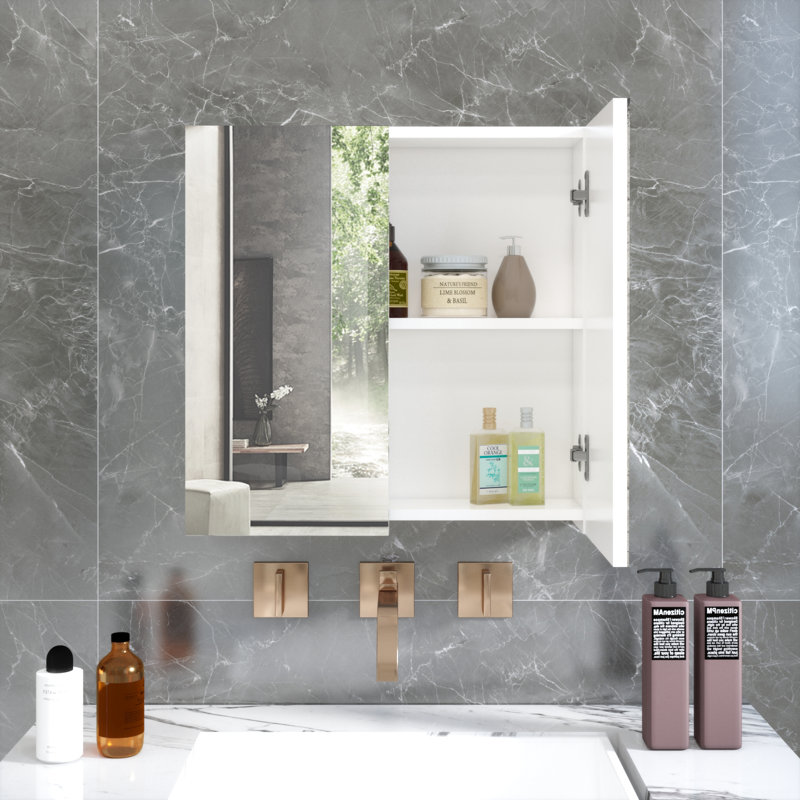 Casmer 45mm W 45mm H Surface Frameless Medicine Cabinet Mirror 1 Fixed