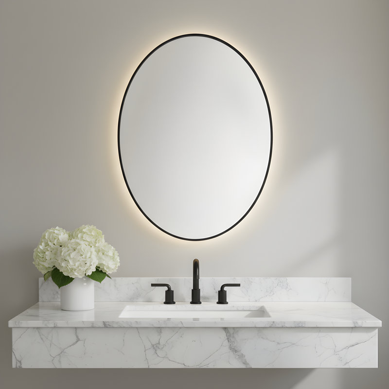Miroir rond Cadre 36x36 de Génération Lighting , Nuit noire, 36 po x 36 po