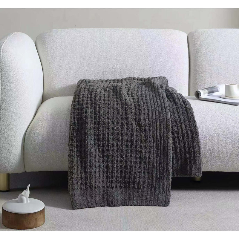 Waffle Throw Blanket, Granite