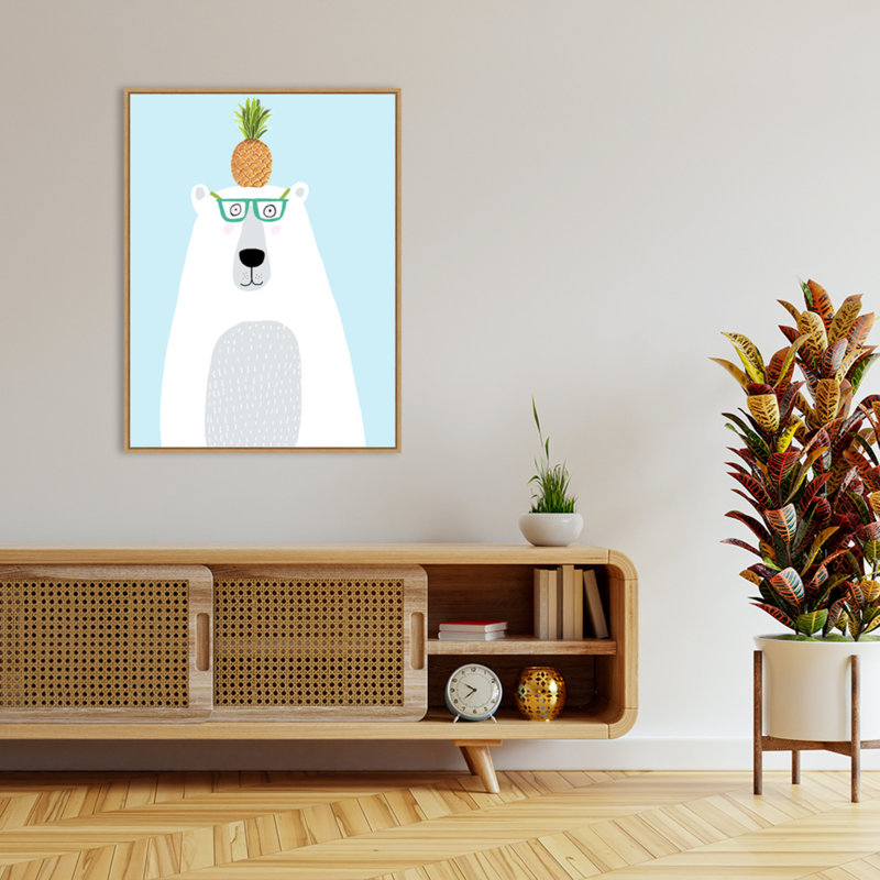 Reproduction sur toile encadrée « Ours polaire et ananas » de Khazeema