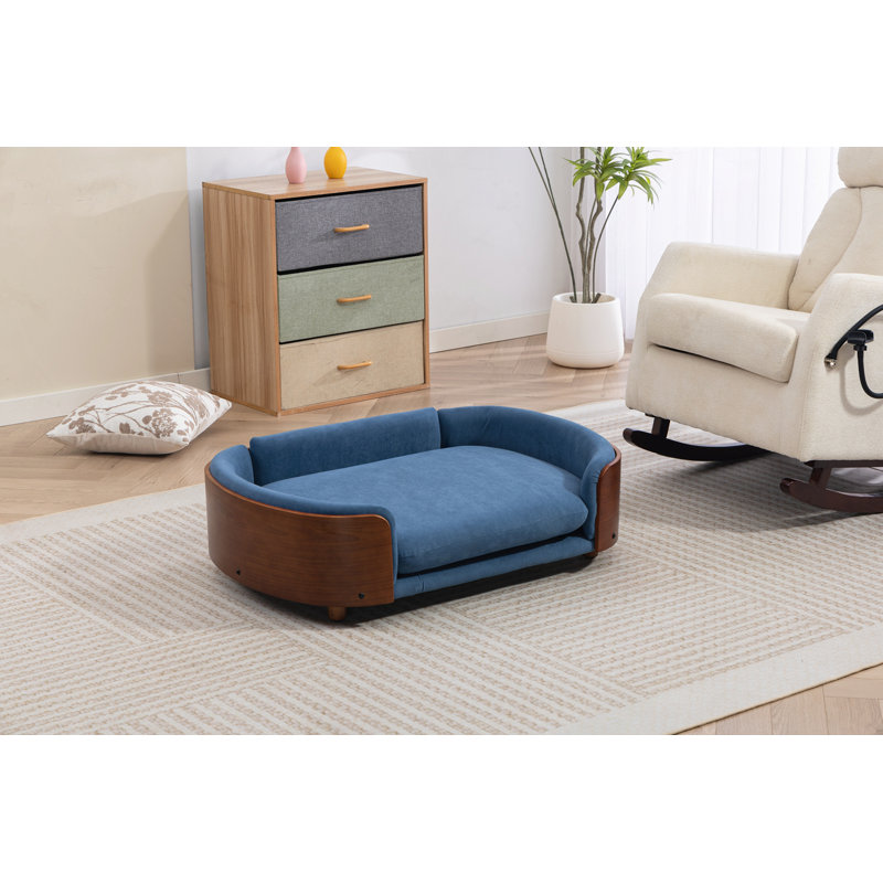 Canapé pour chien de style scandinave, Bleu/brun, Grand (H 11,02 po x l 38,58 po x P 26,77 po)