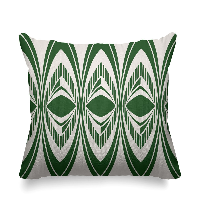 Housse et insert de coussin d'extérieur carré Chisom Tribal, Émeraude, L 19 po x H 19 po