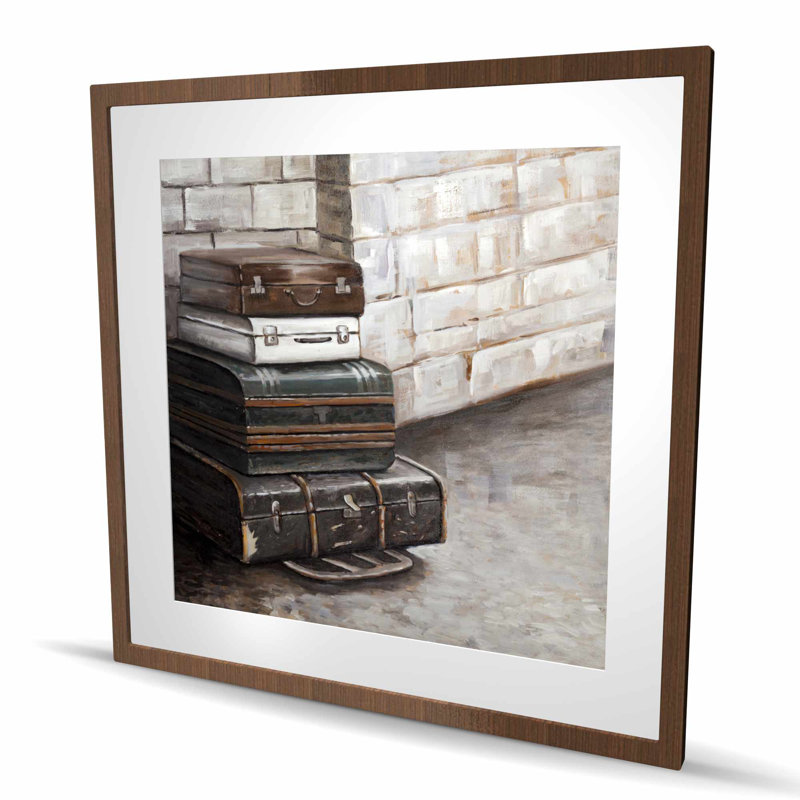 Quatre vieilles valises de voyage | Impression encadrée avec passe-partout