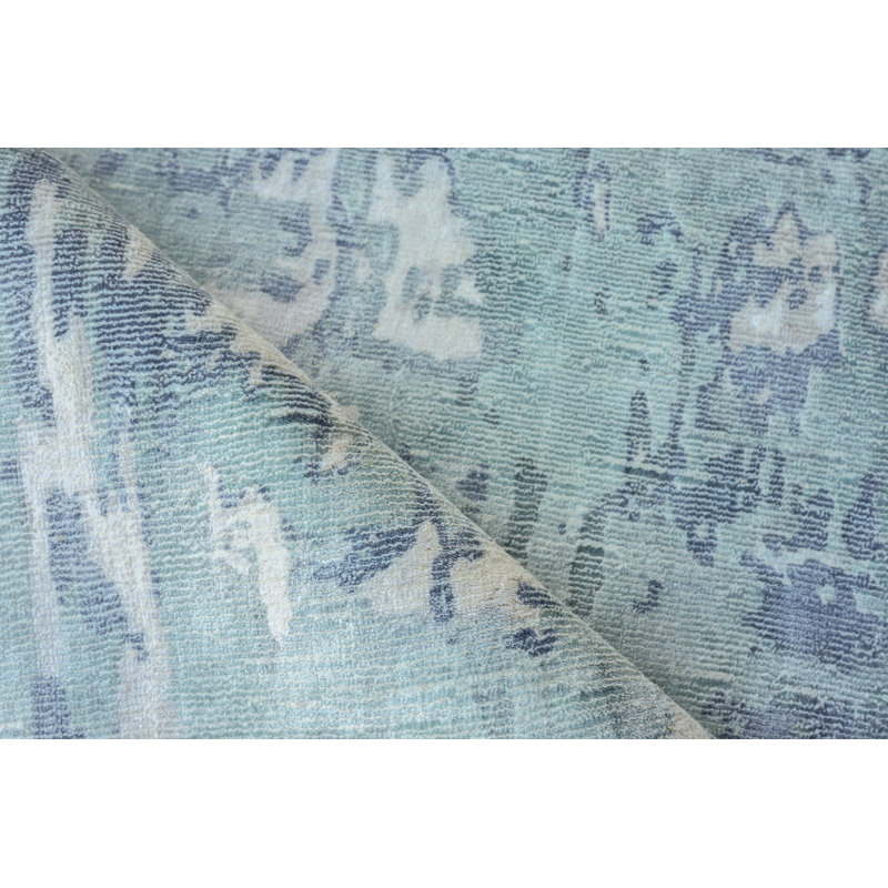 Laguna Abstract Hand-Loomed Blue Area Rug, Rectangle 6' x 9'