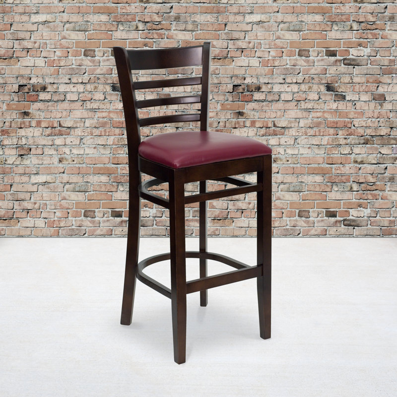 Tabouret de bar en bois Ladder Back, Noyer, Rouge