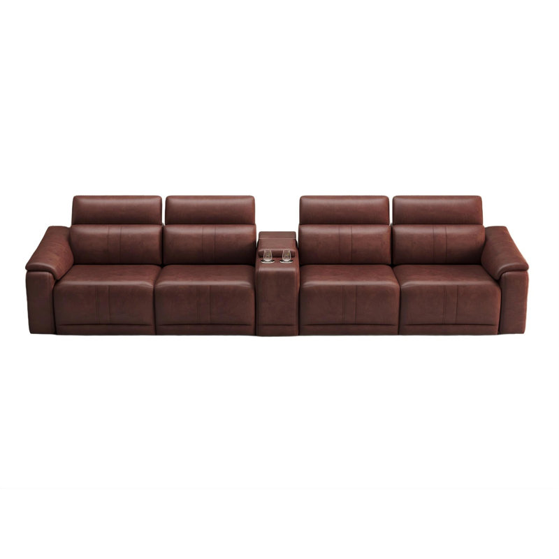 Upholstered 29.96 " Leather Power Reclining Sectional