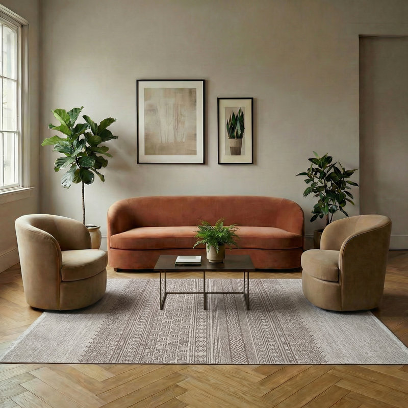 Tapis à motif géométrique marocain beige Thambiah, Rectangle 5 pi 3 po x 7 pi 7 po, Beige