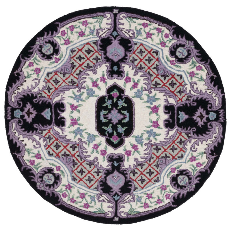 Dalayssa Hand Tufted Wool Floral Rug, Round 5'