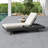 Lounge Chaise Set With Headrest, Space Available On One Side, Acacia Wood In Black With Water-Resistant Lounge Cushions (Cream & 3-Fold & 4 Inch) – Matching Dark Grey/Beige Version Available-332974583-332974577