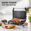 Presse à griller Panini - 2 tranches, ouverture à 180 °, plaques antiadhésives pour les grillades polyvalentes, le grillage et la cuisson, facile à nettoyer, parfaite pour les cuisines domestiques, 850 W
