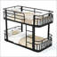Twin over Twin Bunk Bed with Ladders & Guardrails, Upgraded Round-Pipe Metal Frame, Stylish & Versatile for Any Room,Black