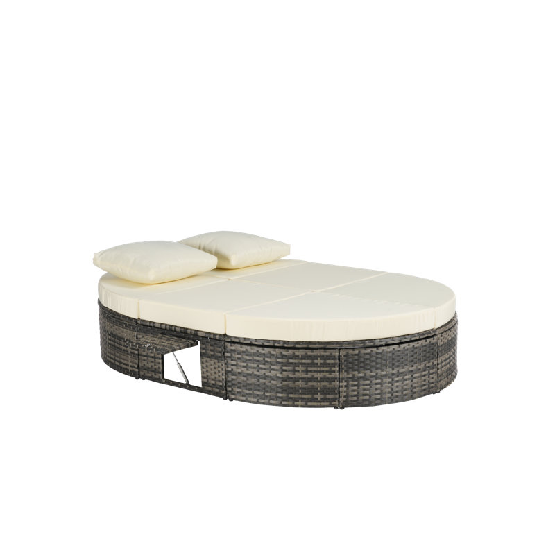 Adjustable Wicker Patio Chaise Lounges, Modern Rattan Daybed For Poolside