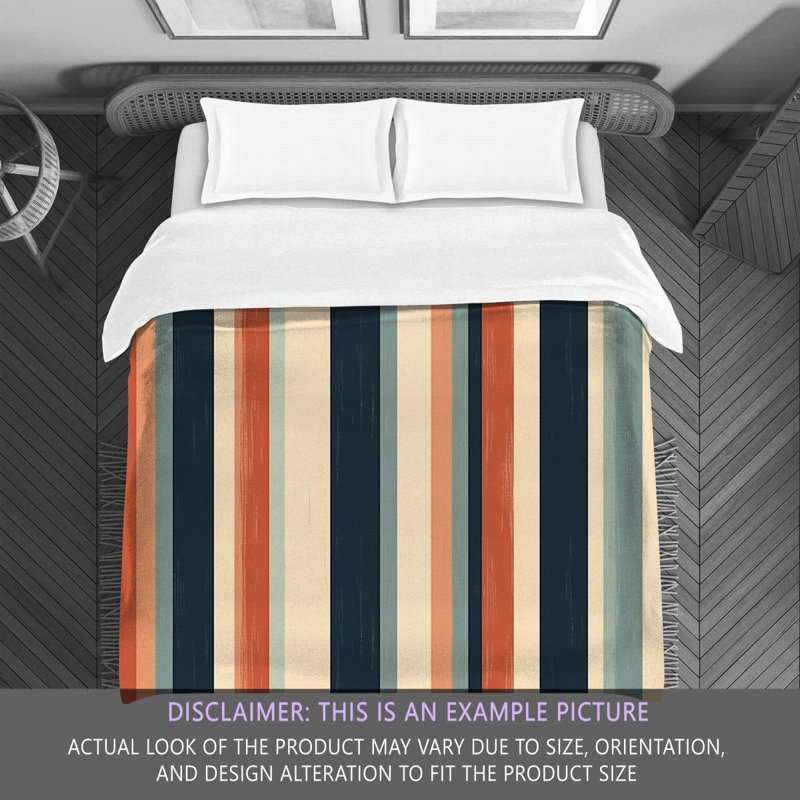 Vertical Striped Navy/Orange Microfiber Comforter, King Comforter