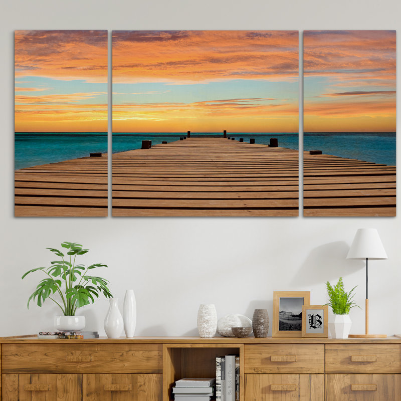 « aruba soleil », reproduction d’image multi-pièces de qualité supérieure sur toile, H 32 po x l 64 po x P 1,5 po