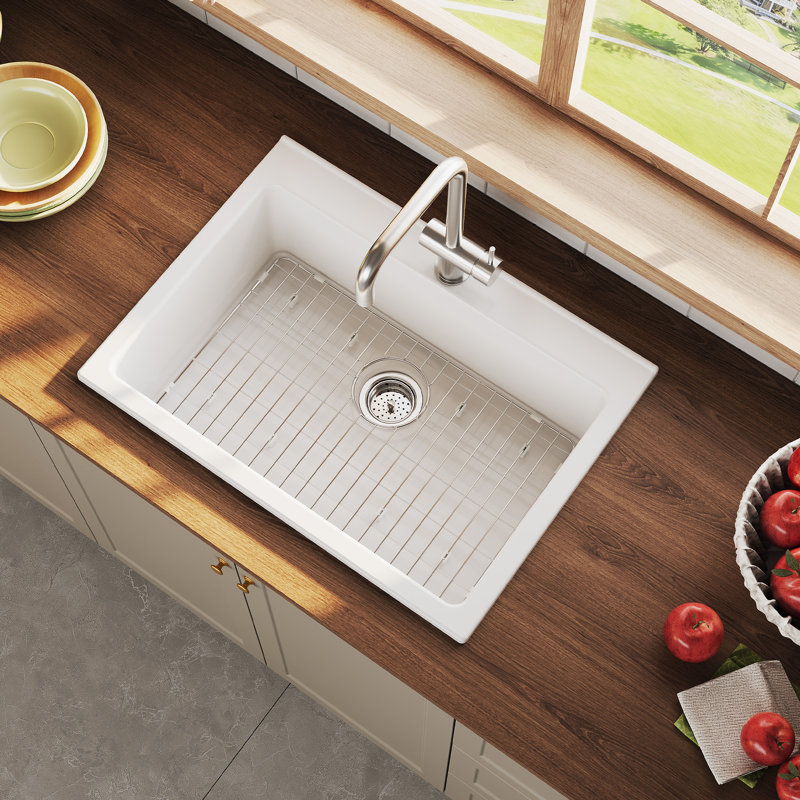 Évier de cuisine à tablier frontal en céramique argile réfractaire blanche de 30 po Farmhouse Sink