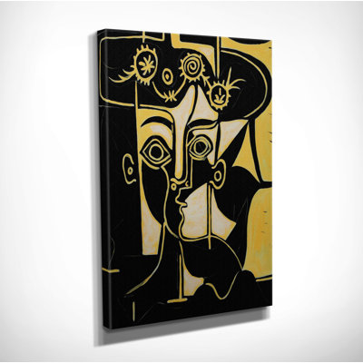 Peinture décorative sur toile - Femme au chapeau de l'Orne par Pablo Picasso, 11,8 po x 15,7 po | 100% toile, avec cadre 100% bois (épaisseur: 1,2 po) | Parfait pour la décoration intérieure et les amateurs d'art