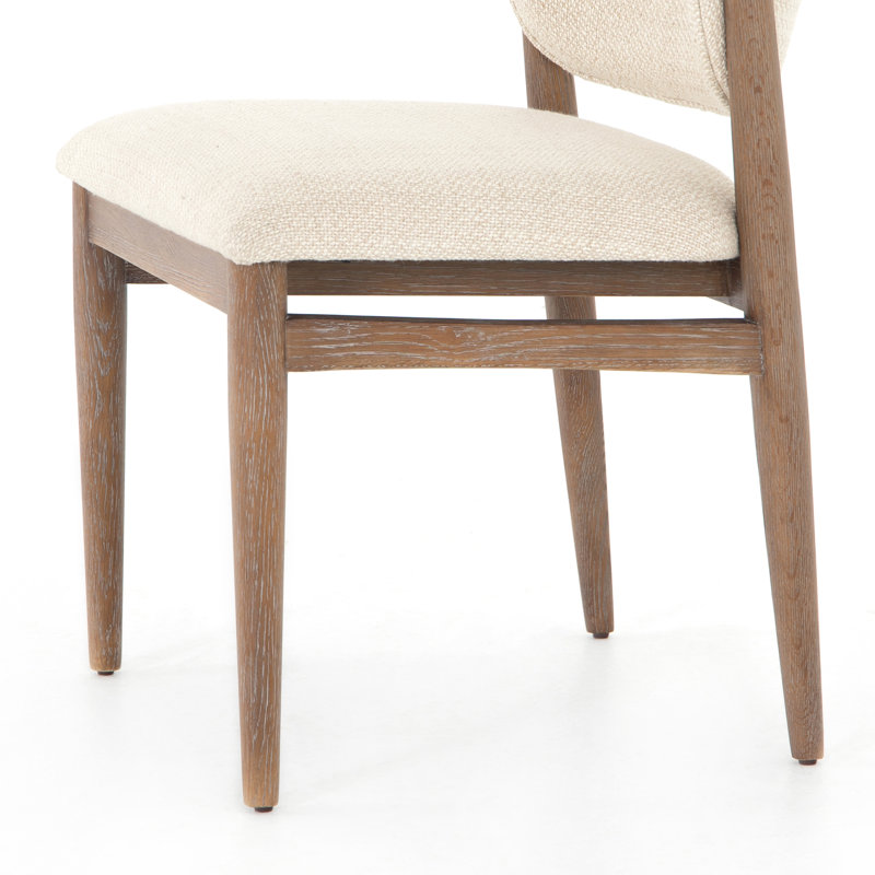 Joren Upholstered Dining Chair, Irving Taupe Polyester Blend/Pecan Whitewash