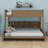 Twin XL Over Queen Bunk Bed With Storage, Solid Wood Bunk Bed With Storage Cabinets And USB Ports-594869036